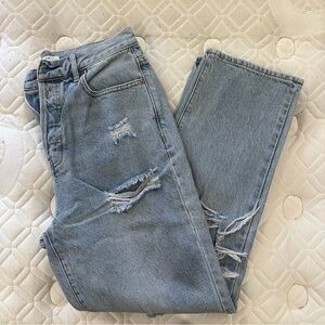 light wash distressed jeans